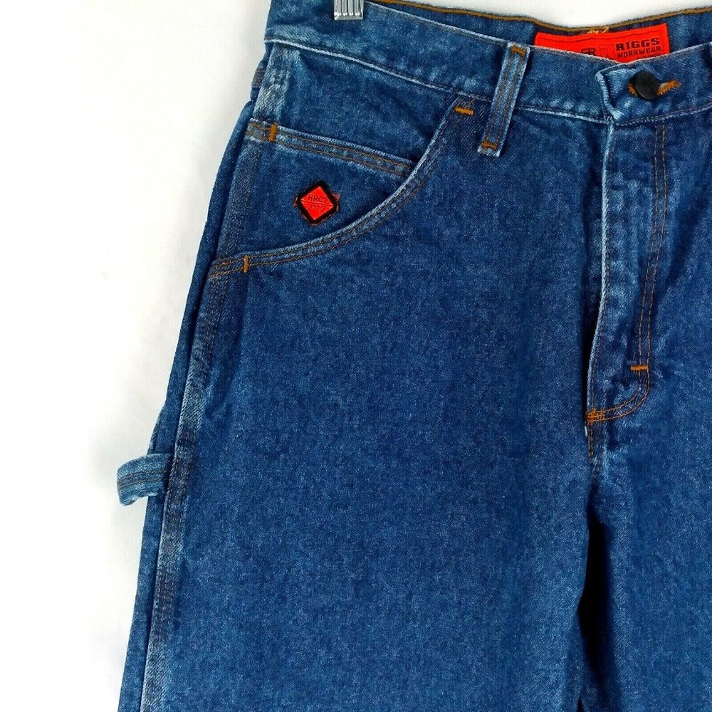 Wrangler FR Fire Resistant Riggs Workwear Carpenter Blue Cotton Jeans Size 32x30 - Picture 5 of 8